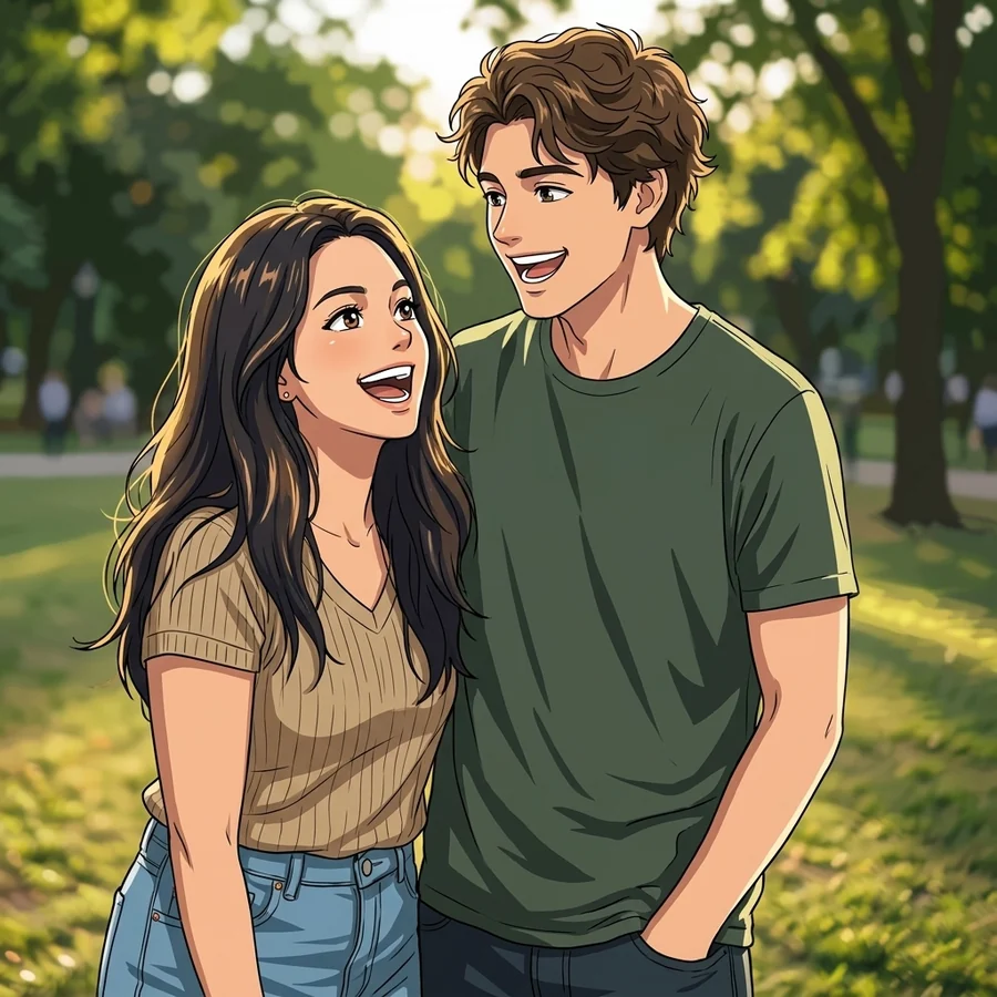 Two people redrawn in the anime style