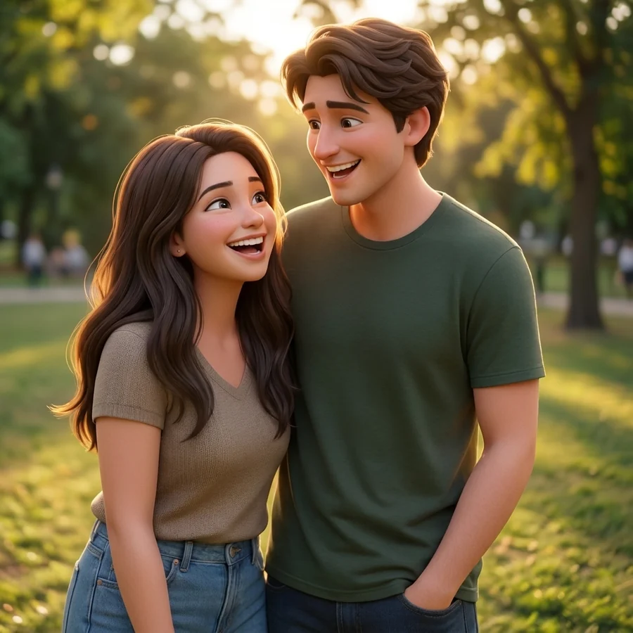 Two people redrawn in the cartoon style