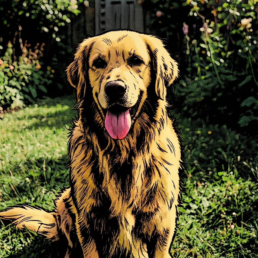 Pet portrait redrawn in the comic style