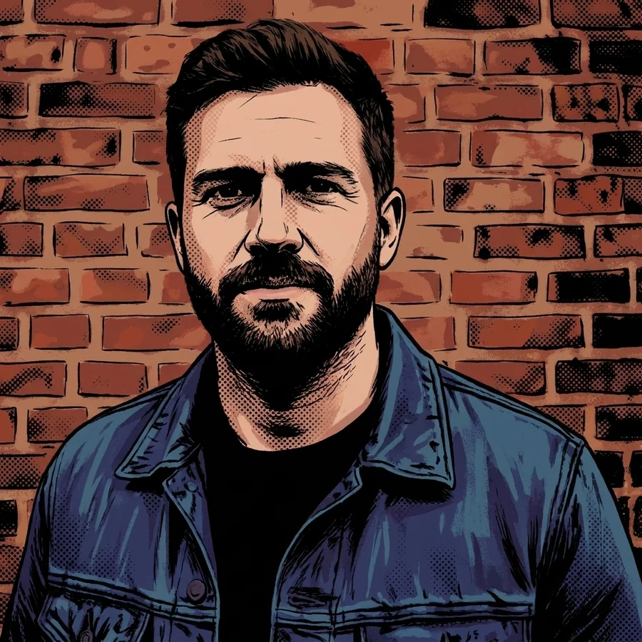 Studio-ish portrait redrawn in the comic style