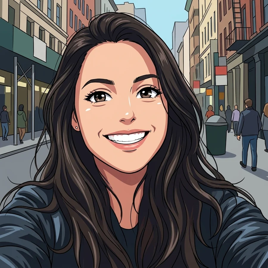 Everyday selfie redrawn in the anime style