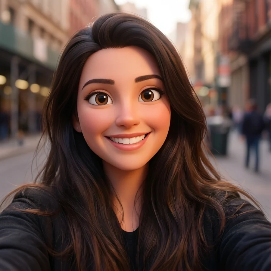 Everyday selfie redrawn in the cartoon style