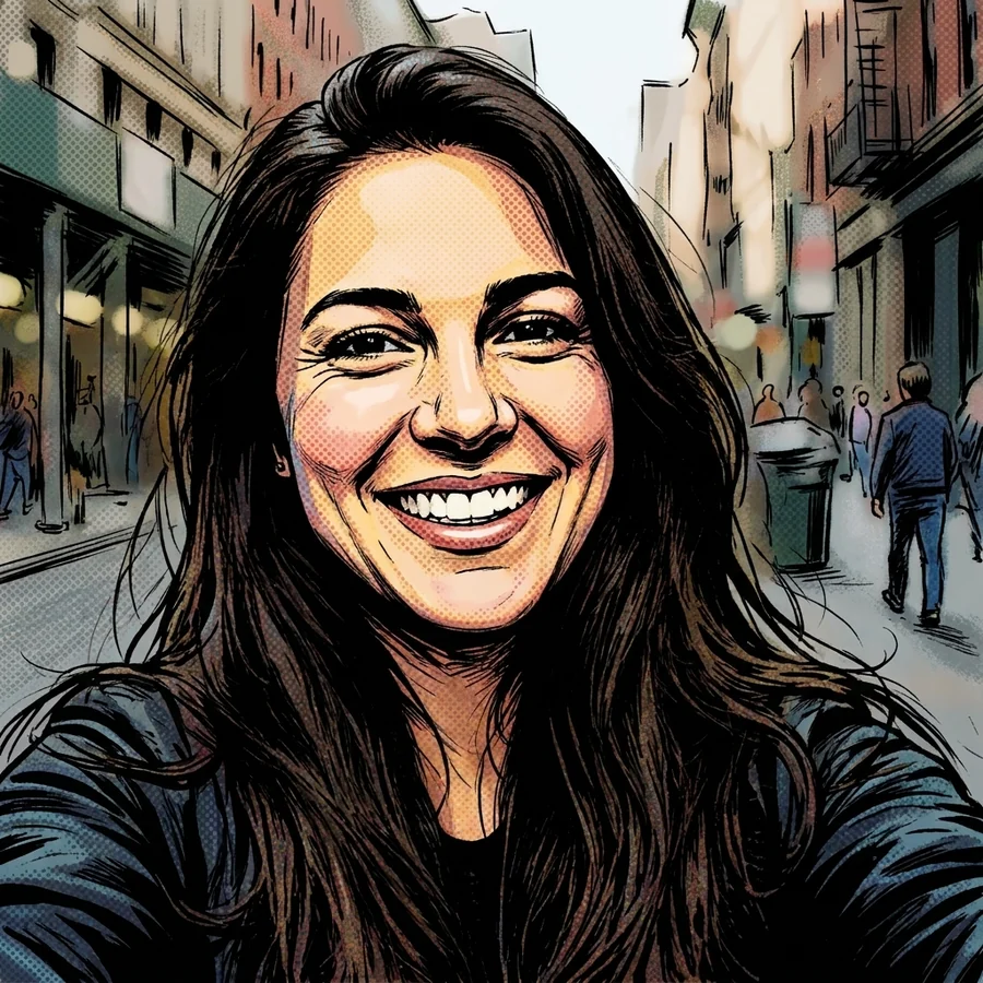 Everyday selfie redrawn in the comic style