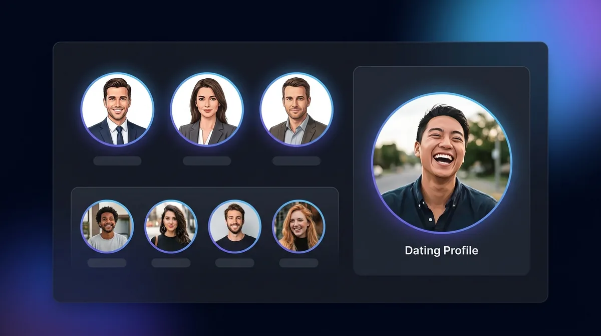 Polished headshots, dating profile photos and social avatars