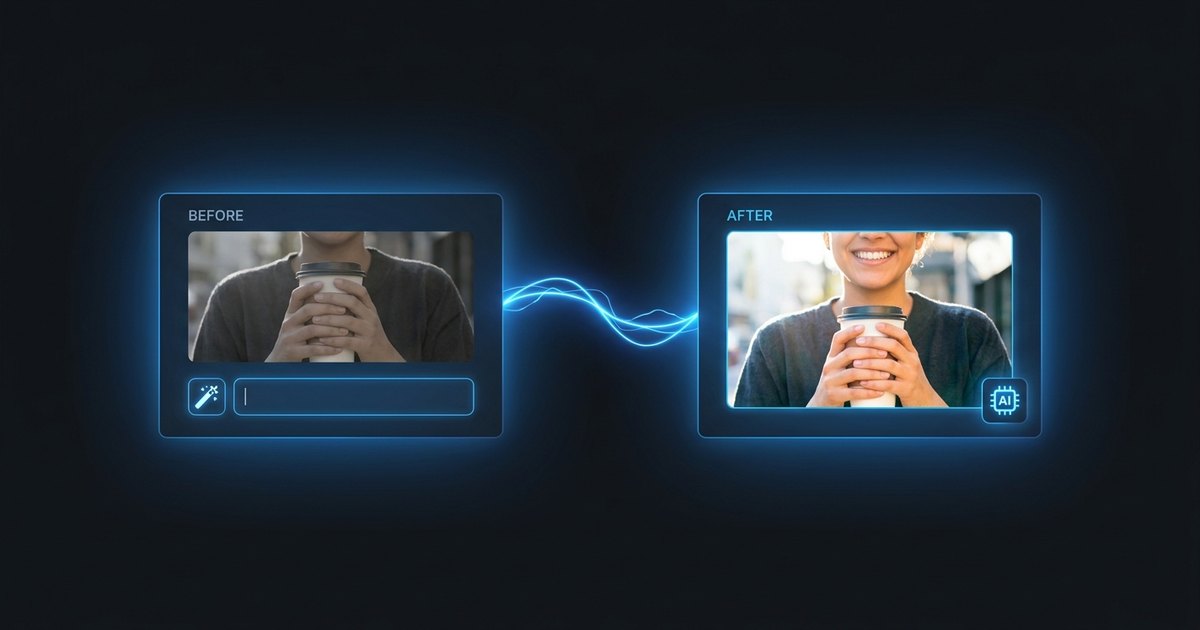 A photo being edited from a plain-language text instruction